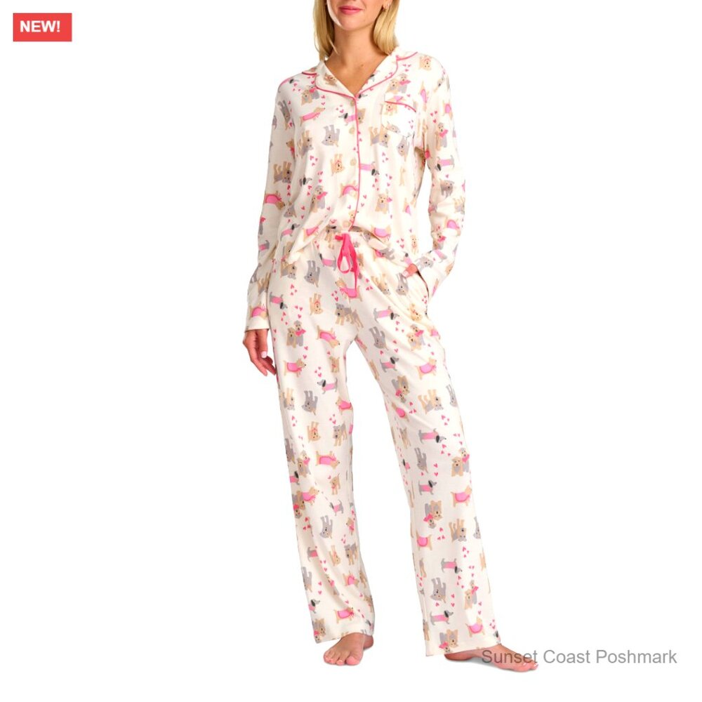 Karen Neuburger Love at the Dog Park Girlfriend Pajama Set Soft Cotton New